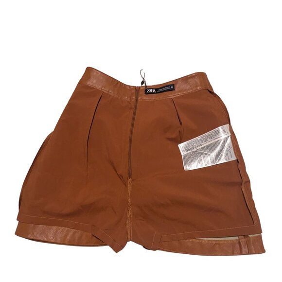 ❄️🤎 ZARA Faux Leather Belted Skort Caramel Brown XS | Winter Chic NWT - Picture 5 of 5